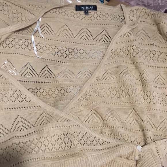 💼 Khaki Knit V-Neck 3/4 Sleeve Lightweight Top - Picture 5 of 5